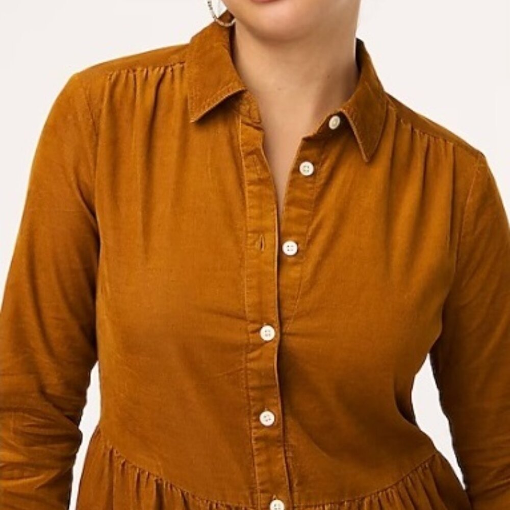J.Crew Factory Corduroy Collared Mini Shirtdress - Picture 2 of 9